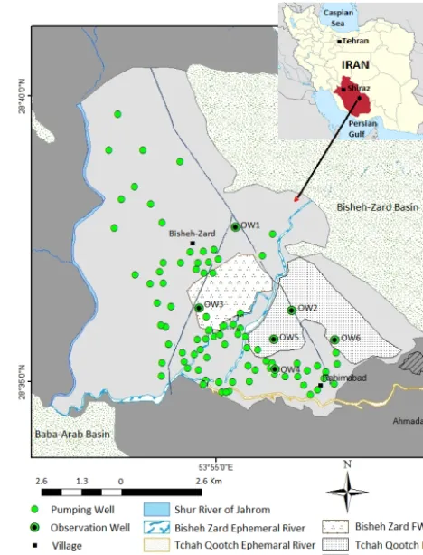 Figure 1.   tion wells, pumping wells, and river networks within the studied