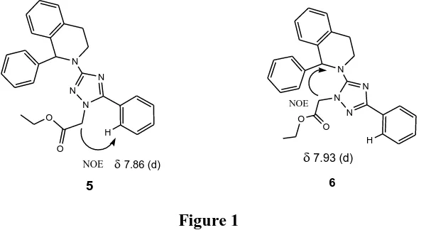 Figure 1Figure 1 .NOE was observed between I-methyl and ortho-proton of compound 5 and between I-methelene and N-