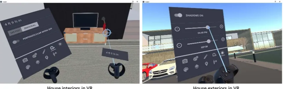 Figure 2. Different VR views of a house model in IrisVR. 