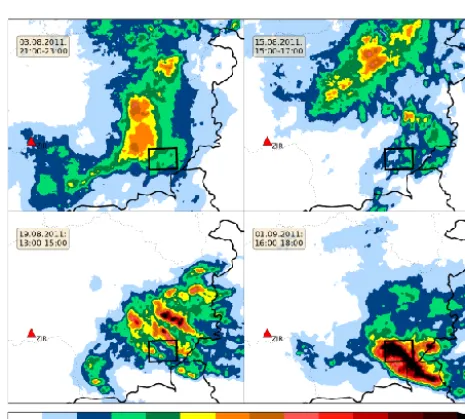 Figure 5. Satellite image, surface pressure analysis and frontalzones on the 4 selected days