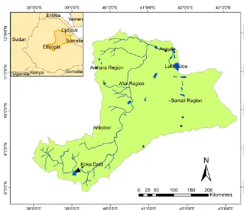Figure 1. Location of the Awash River basin in the central Rift Valley of Ethiopia.