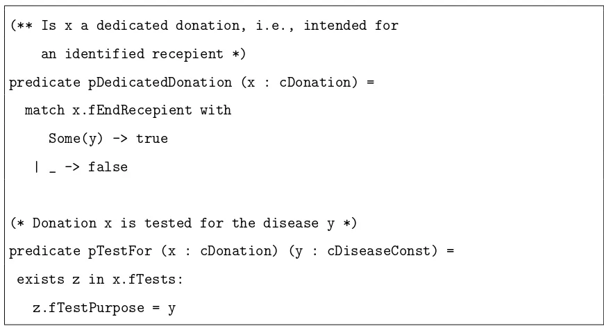 Figure 3.2: Two predicate deﬁntions. pDedicatedDonation(x) is true iﬀ the donation