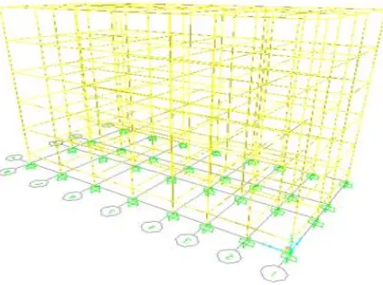 Fig.4. 3-D model showing failed columns and beam of the structure. 