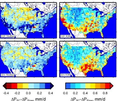 Fig. 7. Difference between observed seasonal mean precipitation of1994–2005 and 1979–1993.