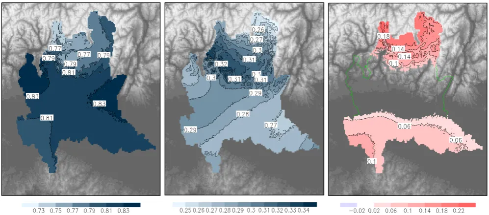 Fig. 4. Left: map of the estimated scale invariance coefﬁcient a1 (mm). Right: map of the estimated scaling exponent n (dimensionless).