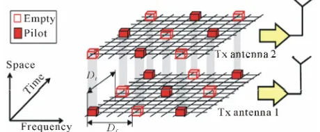 Figure 6. Three dimensional (3D) pilot grid for MIMO- OFDM [14].  
