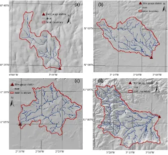 Table 4. Flow gauge locations and values of the FEH catchment descriptors for the four catchments in the case studies