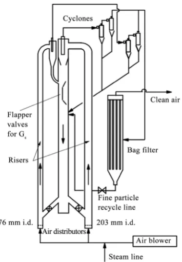 Figure 1. The circulating fluidized bed with two riser system. 
