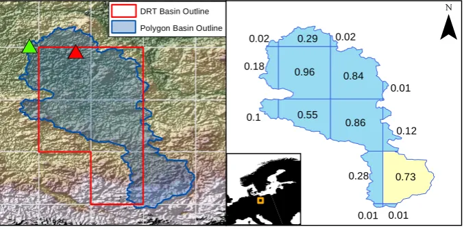 Fig. 1. Example of treatment of gridded climate data for the polygon basin delineations