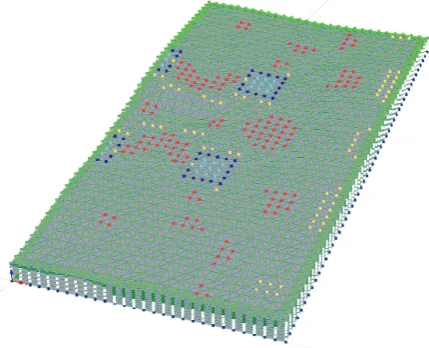 Fig. 3. Used spatial throughfall pattern (“Upper Right-2.1”) onPanola hillslope. Class 1: magenta; class 2: green; class 3: yellow;
