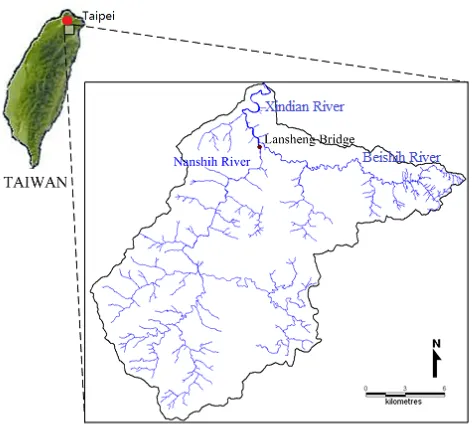 Fig. 2. Location of the study site in the catchment of the Nanshih River, Taiwan. Fig