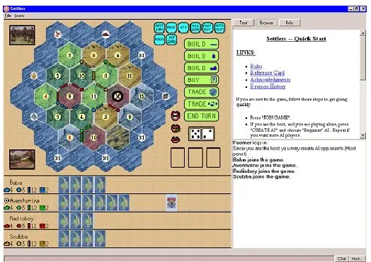 Figure 1.1: Screen shot from one version of Settlers of Catan 