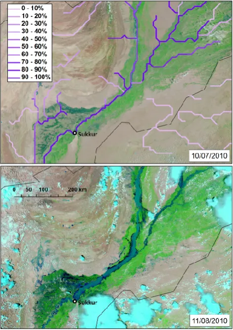 Fig. 11. Persistence diagrams of the forecasts shown in Fig. 10,showing the probability (%) of exceeding the high and severe alertlevel over ﬁve consecutive forecasts issued from 24 to 28 July 2010.