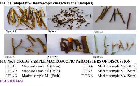 FIG 3 (Comparative macroscopic characters of all samples) 
