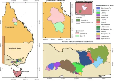 Fig. 1.Figure 1: Location of the 18 catchments used for the study.  Location of the 18 catchments used for the study.