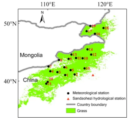 Fig. 1. Study area and gauging stations.Fig. 1. Study area and gauging stations.