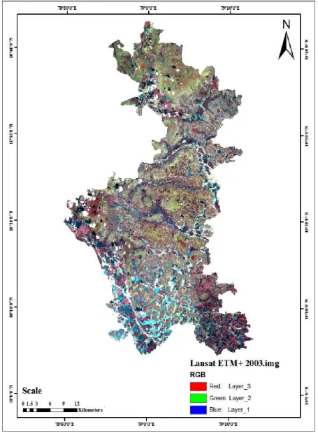 Fig. 2. 2003 Landsat image in the parts of Pudukkottai District  