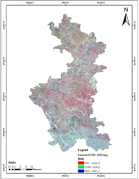 Fig. 4. 2013 Landsat image in the parts of Pudukkottai District  
