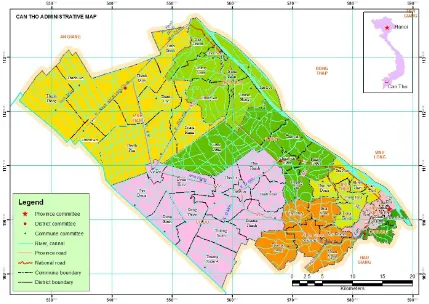 Fig. 2. A map of Can Tho city administrative area (includes the surrounding agricultural land).