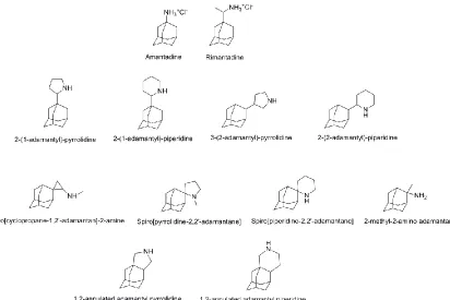 Figure 1.9 | Structures of representative adamantane anlogs as anti-flu inhibitors. 