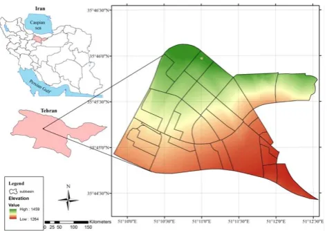 Fig. 1. Location of the study area in the country and within theTehran province.