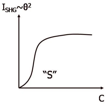 Figure 3.5: Typical Langmuir adsorption isotherm curve expressed in SH intensity 