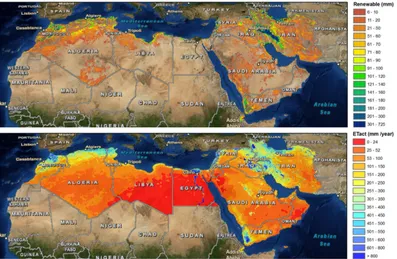 Fig. 6. Internal renewable water resources and actual evapotranspiration based on PCR-GLOBWB for the period 2000–2009.