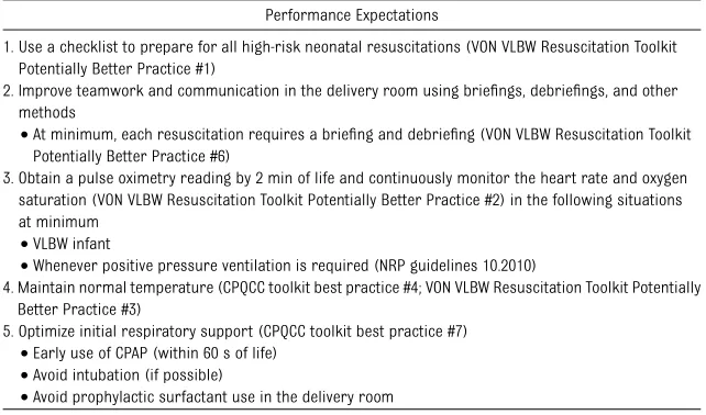 TABLE 2 CPQCC Delivery Room Management Collaborative Change Package
