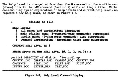 Figure 1-3. Help Level. Command Display 