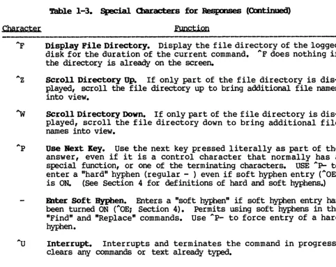 Table 1-4 gives brief descriptions of the file commands, with detailed descriptions of some commands in later paragraphs