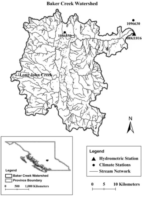 Fig. 1. Location of the study watershed in the central interior ofBritish Columbia, Canada