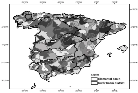 Fig. 1. Elemental basins of study. The methods used in this studywere applied to the accumulated basins below, including all the sub-basins upstream of the point being considered.