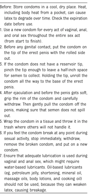 TABLE 6 How to Use a Condom Effectively