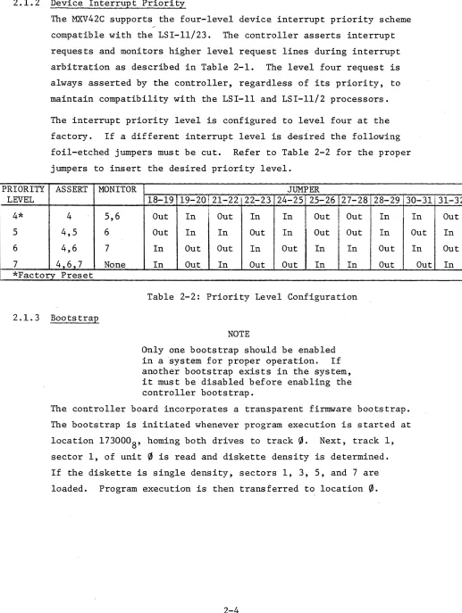 Table 2-2: Priority Level Configuration 