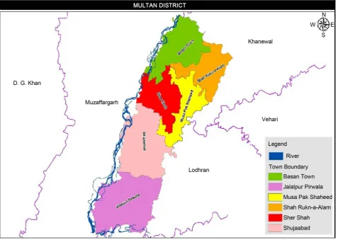 Figure 2. Study area (Multan) boundaries at district. 