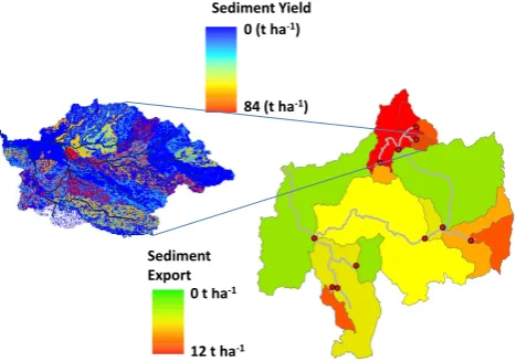 Fig. 11. Measured and SWAT predicted sediment export from the Anjeni micro-watershed.
