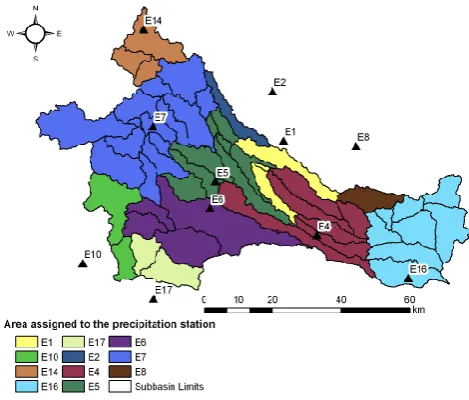Fig. 4. Location of hydrometeorologic stations and available recordperiods.