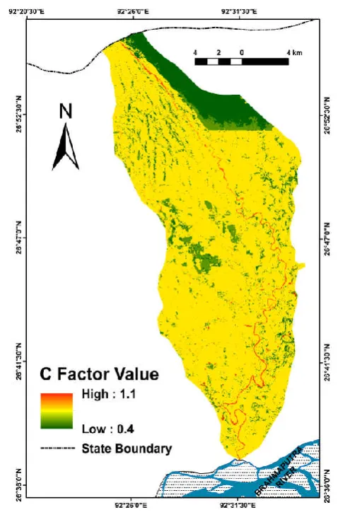 Fig. 9. Soil loss sensitivity, 2008 