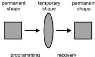 Figure 1. Schematic representation of the thermally induced one-way shape-memory effect