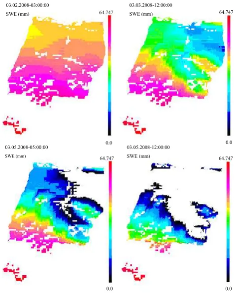 Fig. 6 Spatial change map of snow water equivalent (mm)  Spatial change map of snow water equivalent (mm).