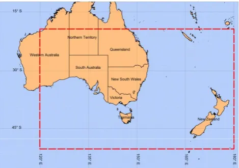 Fig. 2. Region over which the regional synoptic patterns are anal-ysed in this study.