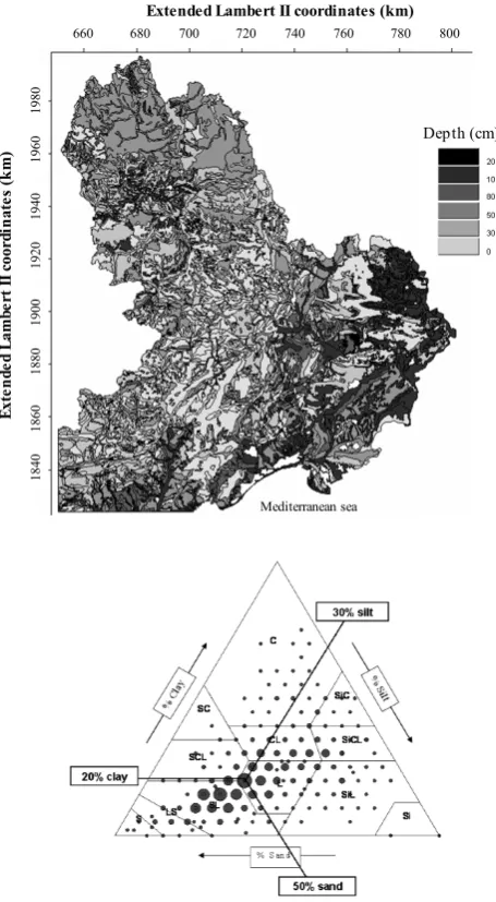 Figure 2Fig. 2. Data extracted from the BDSol-LR database: (a) Averagesoil depth (in cm)
