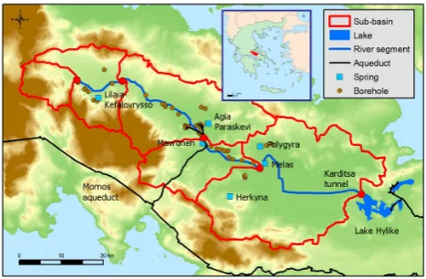Fig. 3.Figure 3: The Boeoticos Kephisos river basin and the main hydrosystem components