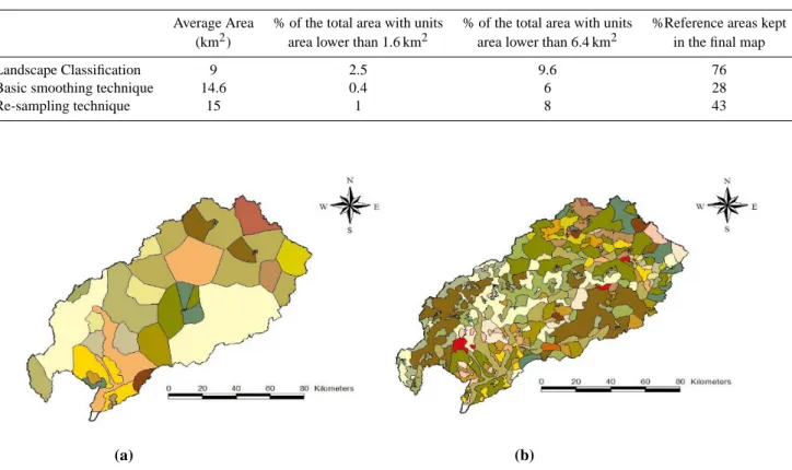 Table 4. Synthetic Statistics of different mapping techniques and their capacity to keep in the final map suitable references zones: For