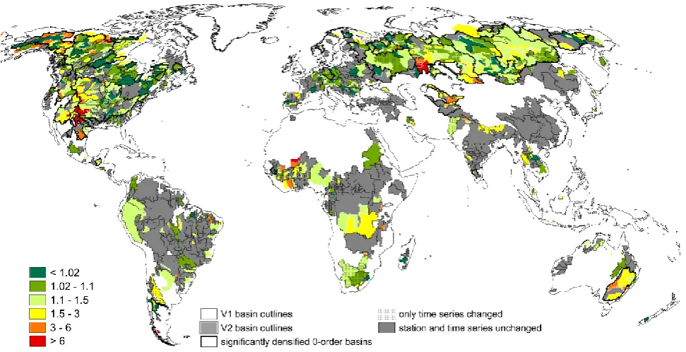 Fig. 5. Value of additional discharge information for simulating long-term average discharge (renewable water resources)