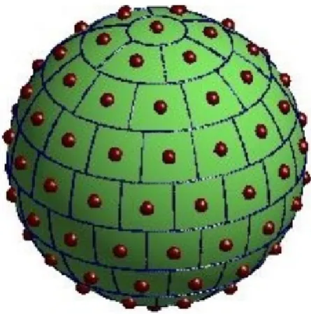 Fig. 1. A Zonal Equal Area partition of the sphere using 100 points.