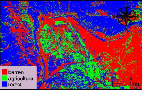 Fig. 1. Fictitious land use map with three classes.