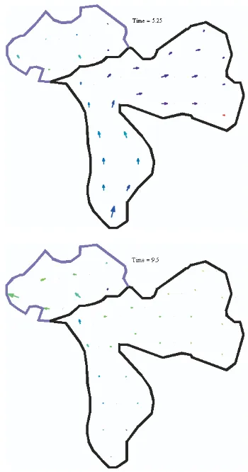 Fig. 11. Water levels in the river and polder system P1+P3 with theweir breadth of 50 m