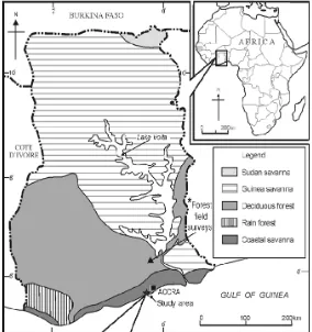 Figure 1. Map of Ghana showing the location of the study site. 