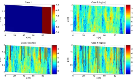 Fig. 2. Hillslope scale model structures for investigating the effectof small-scale heterogeneity on the numerical experiments.